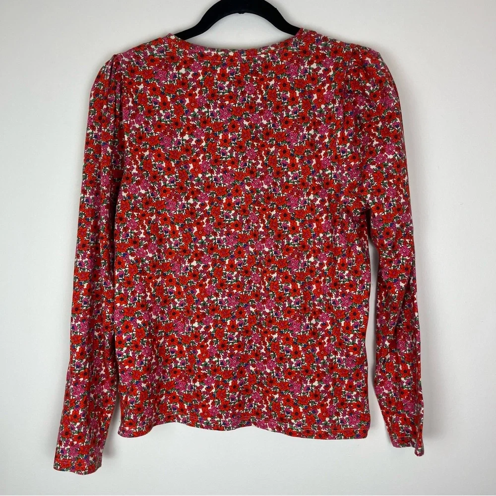 J.CREW Floral High Neck Puff Long Sleeve Top size Small - Picture 4 of 7